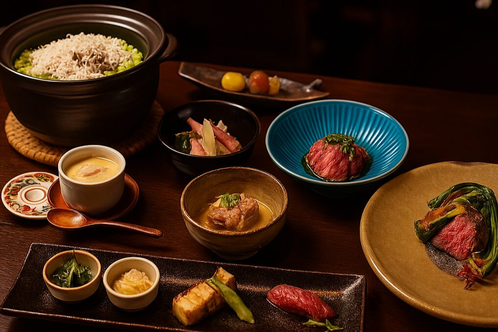 あなたが現在見ているのは 《肉よろず》<br>人材育成大賞受賞記念「薪と肉 伝統を紡ぐ和のコース」のメディア試食会を行いました